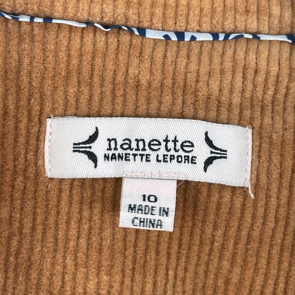 Nanette Lepore Womens 10 Camel Brown Corduroy Blazer Hook Closure Jacket - Picture 4 of 9